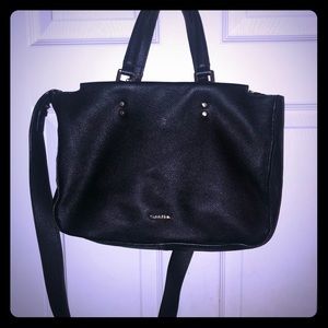 Calvin Klein blk pebbled leather satchel